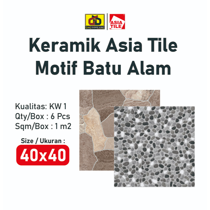 Keramik Lantai Kasar Motif Batu Alam Asia Tile 40x40