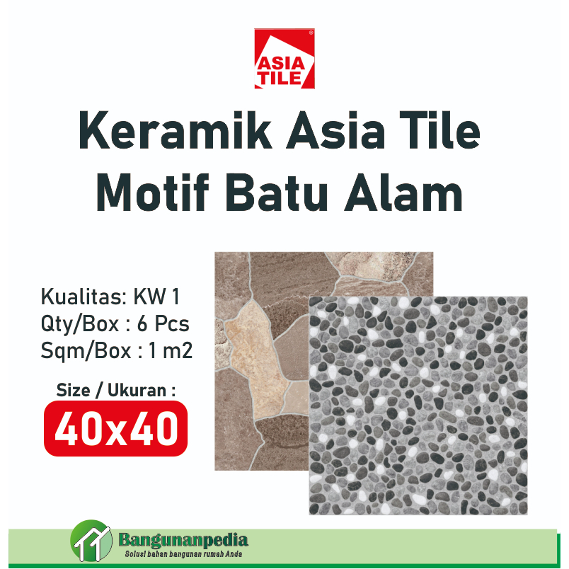 Keramik Lantai Kasar Motif Batu Alam 40x40 Asia Tile