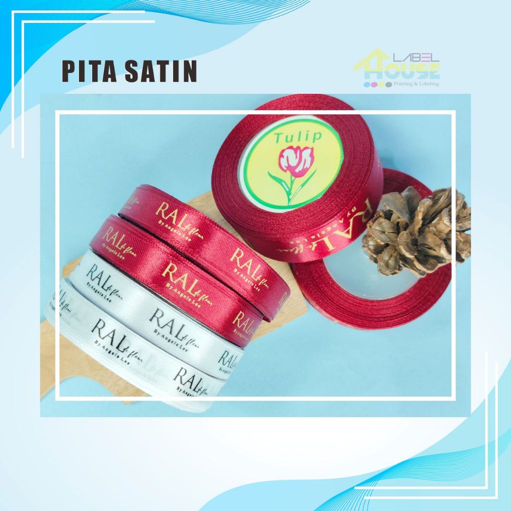 

Pita Souvenir, Pita Kado, Pita Hampers, Label Pita Saten, Pita Ucapan, Label Pita Custom Nama+Logo, Paket Hemat Minimal 5 Roll