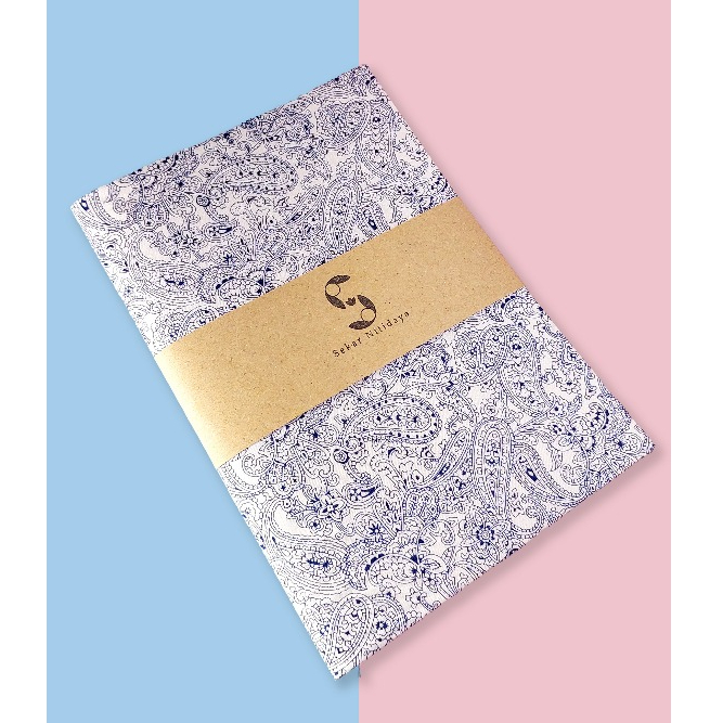 

SND - Jurnal Notebook A5 Paisley unik merah dan biru handmade softcover buku tulis
