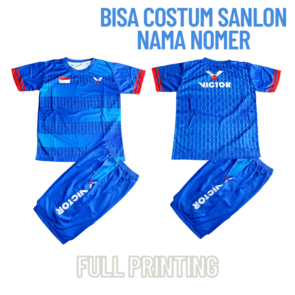 COD/ setelan baju olahraga bulutangkis anak laki laki/ baju voli anak laki laki costum nama nomer
