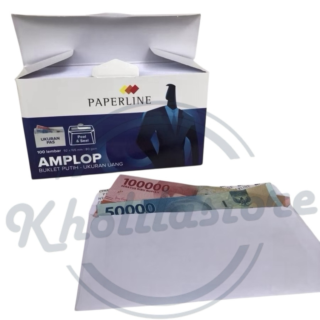 

Amplop Uang / Amplop Banknote Paperline Ukuran 92 x 165mm 80gsm isi 100 pcs