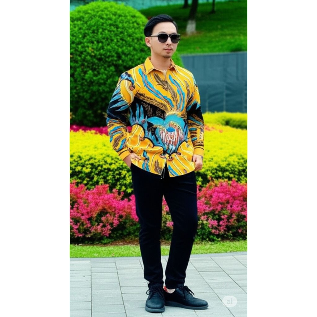 Kemeja batik pria jahitan smok bordir baha katun silk premium lapis furing batik anak muda batik mew
