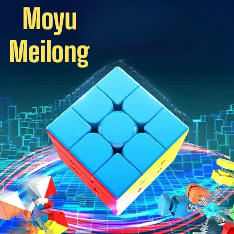 Cube 3x3 Moyu Meilong Stickerless 3x3 Magic Cube Mei Long MURAH Original Makaron Games Puzzle Edukas