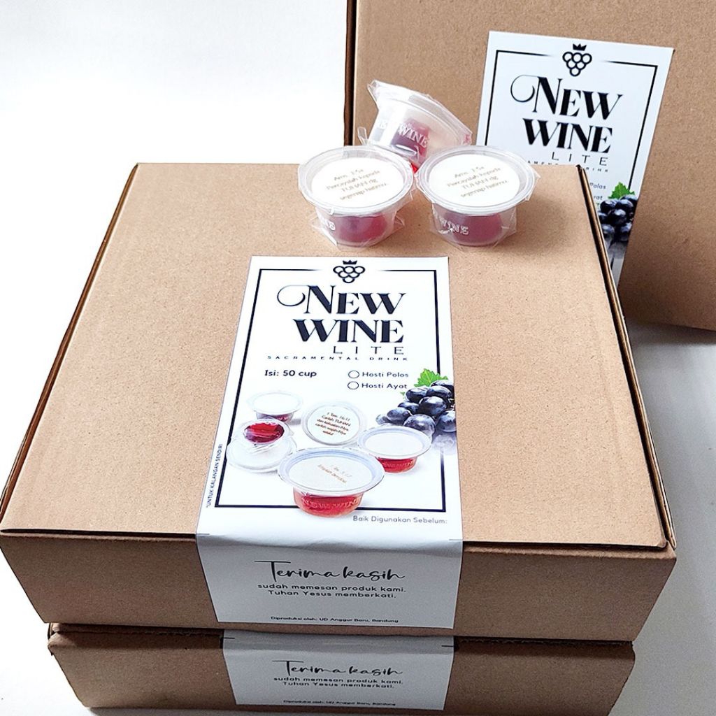 

Roti/ Hosti Anggur Perjamuan Kudus ayat merk New Wine isi 50cup - Ukuran 4cm Alkohol 3%