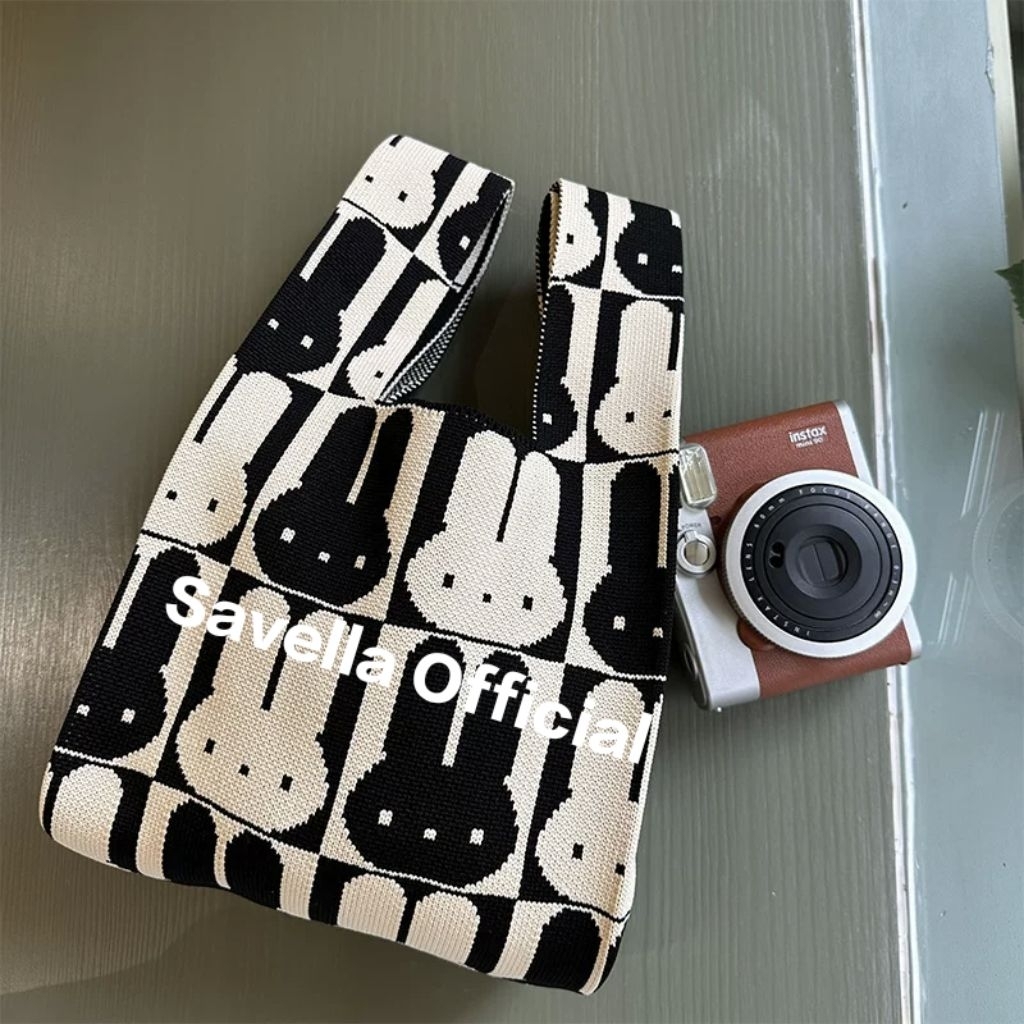 Tote Bag Rajut Panda Tote Bag Tali Sumbu Canvas Tas Serbaguna Travel Bag Souvenir Kekinian Terlaris