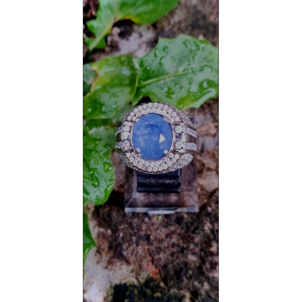 Preloved Batu Blue Sapphire Ring Perak