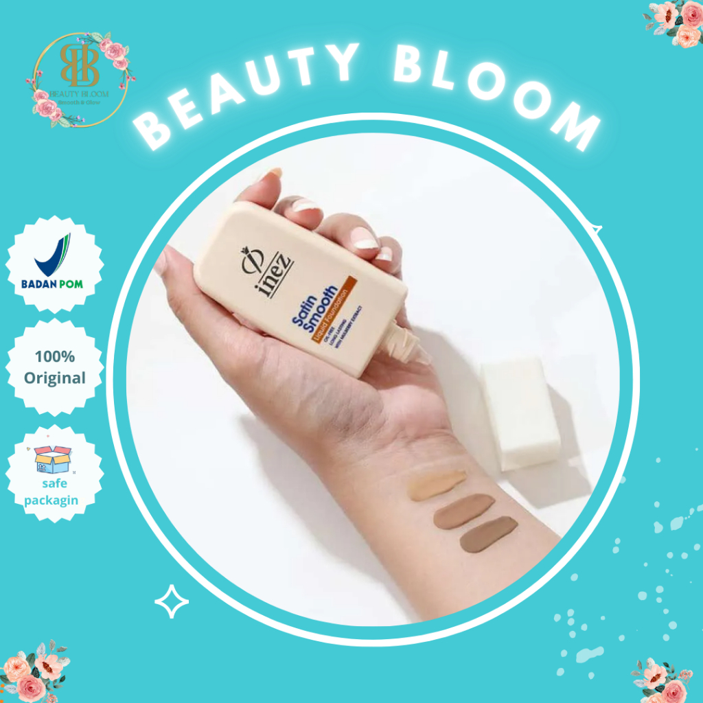 Inez Satin Smooth Liquid Foundation 35ml Original Ori Asli Ines Kosmetik Alas Bedak Cair Natural Fou