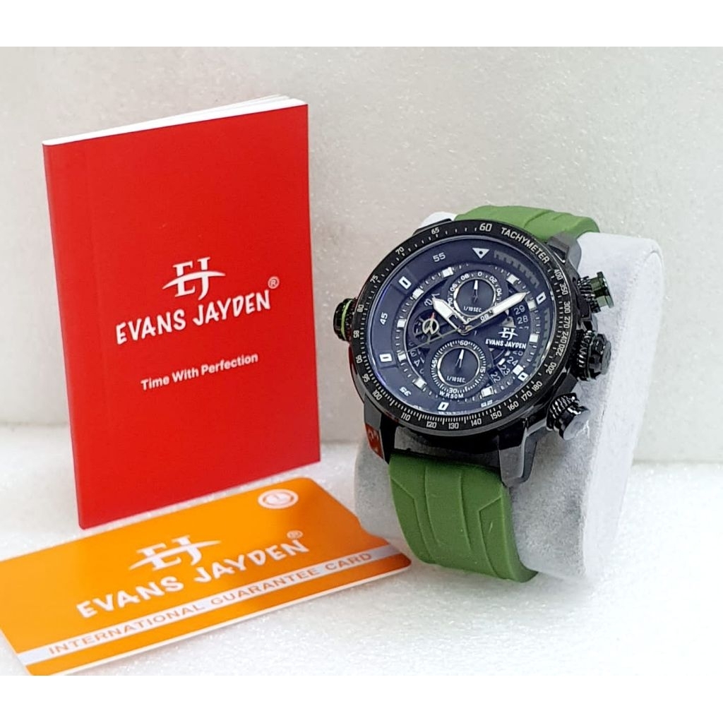 Jam Tangan Pria Original Evans Jayden 9466 Terbaru - Analog Crono Tanggal Aktif Bahan Rubber