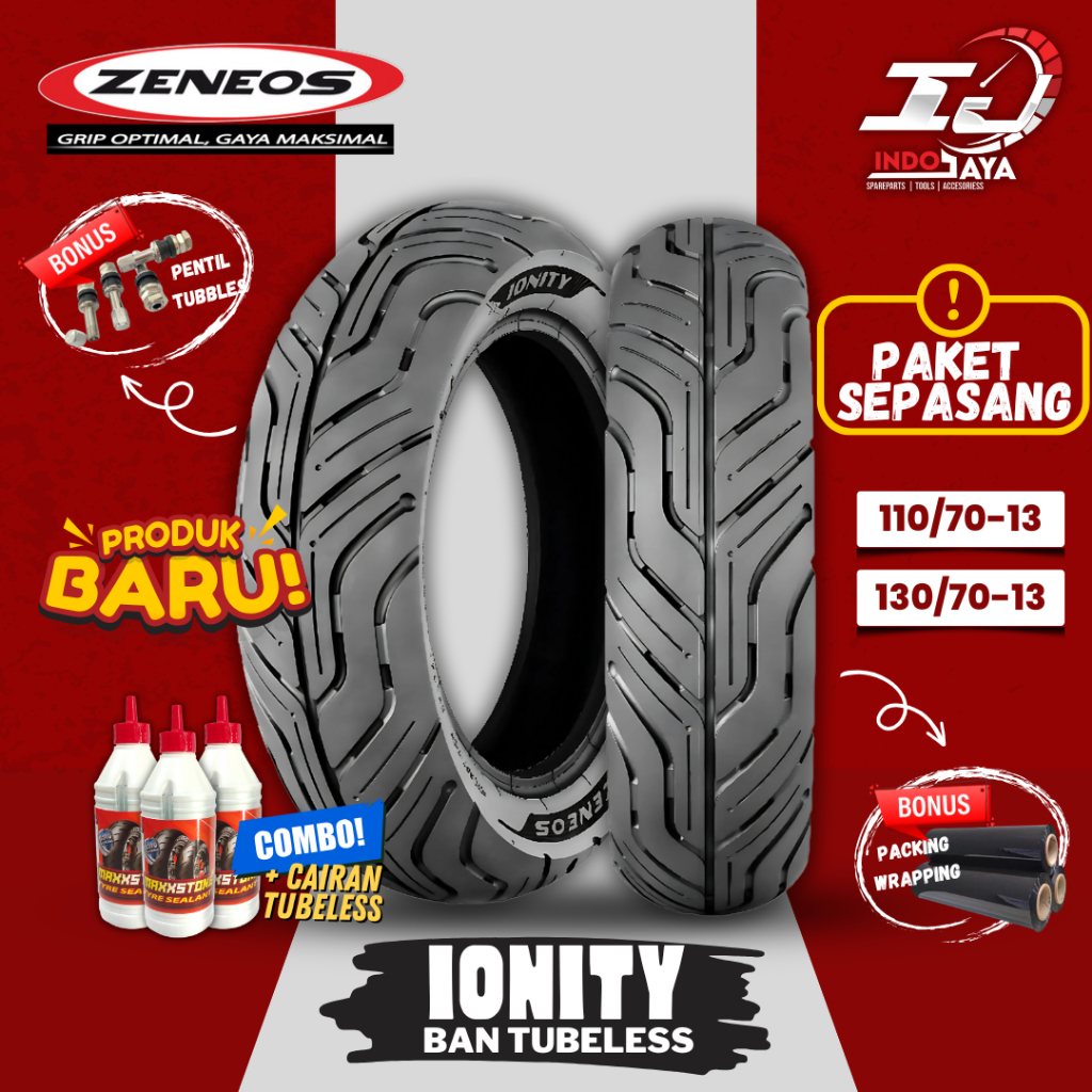 [PAKET MURAH SEPASANG] PRODUK TERBARU ZENEOS IONITY BAN TUBELESS MOTOR NMAX (110/70-13 & 130/70-13) 