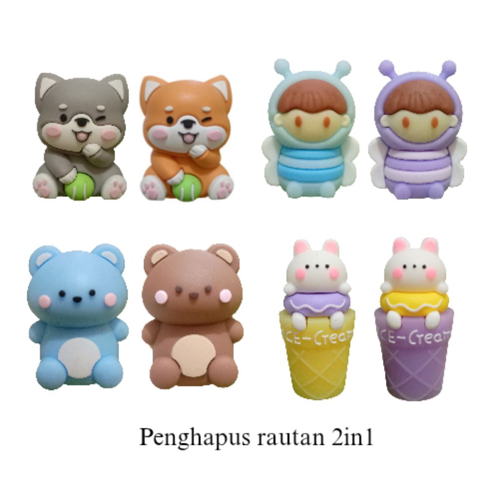 

[YOBANA] RAUTAN PENGHAPUS KARAKTER 2IN1 PENCIL SHARPENER ERASER CHARACTER