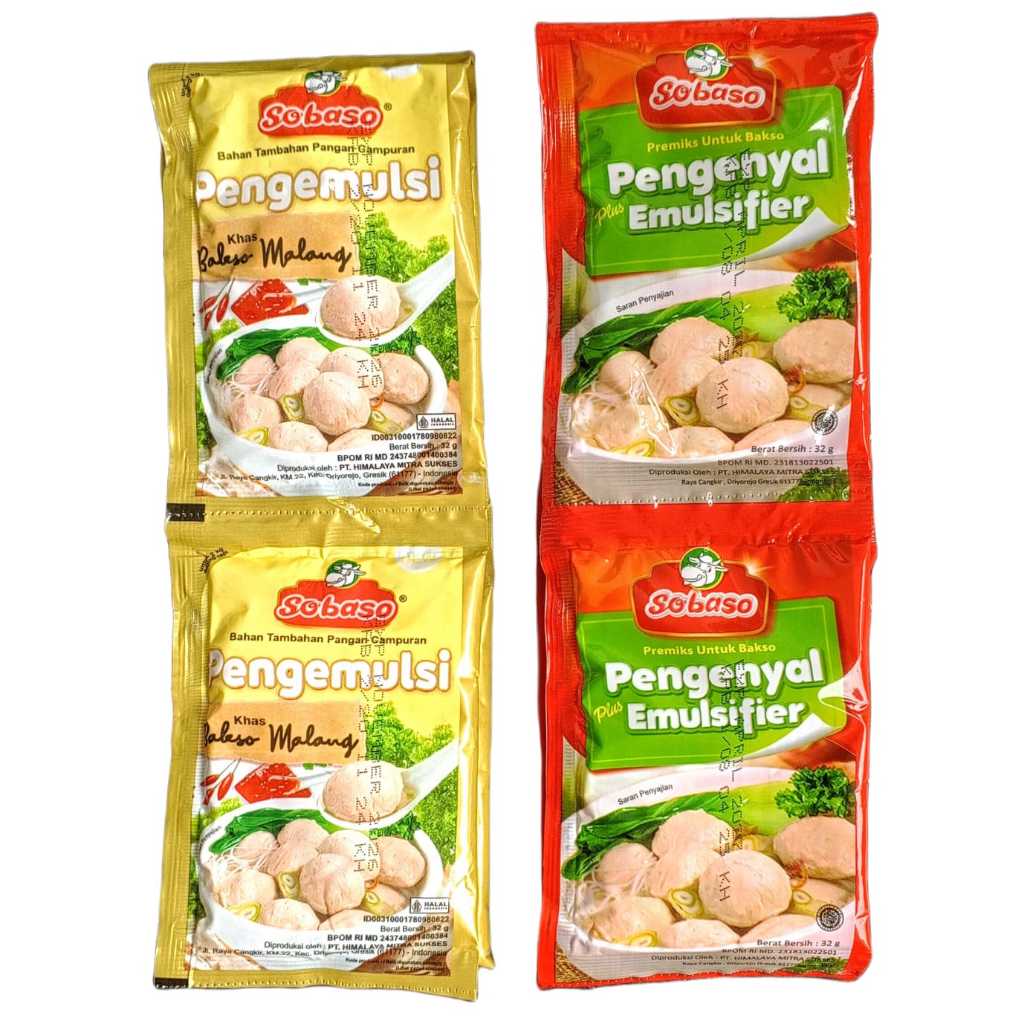 

Pengenyal Plus Emulsifier dan Pengemulsi Khas Bakso Malang "Sobaso" 1 dus isi 120 pcs