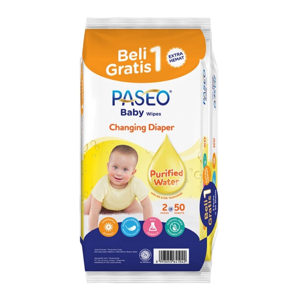 paseo baby wipes 50shet