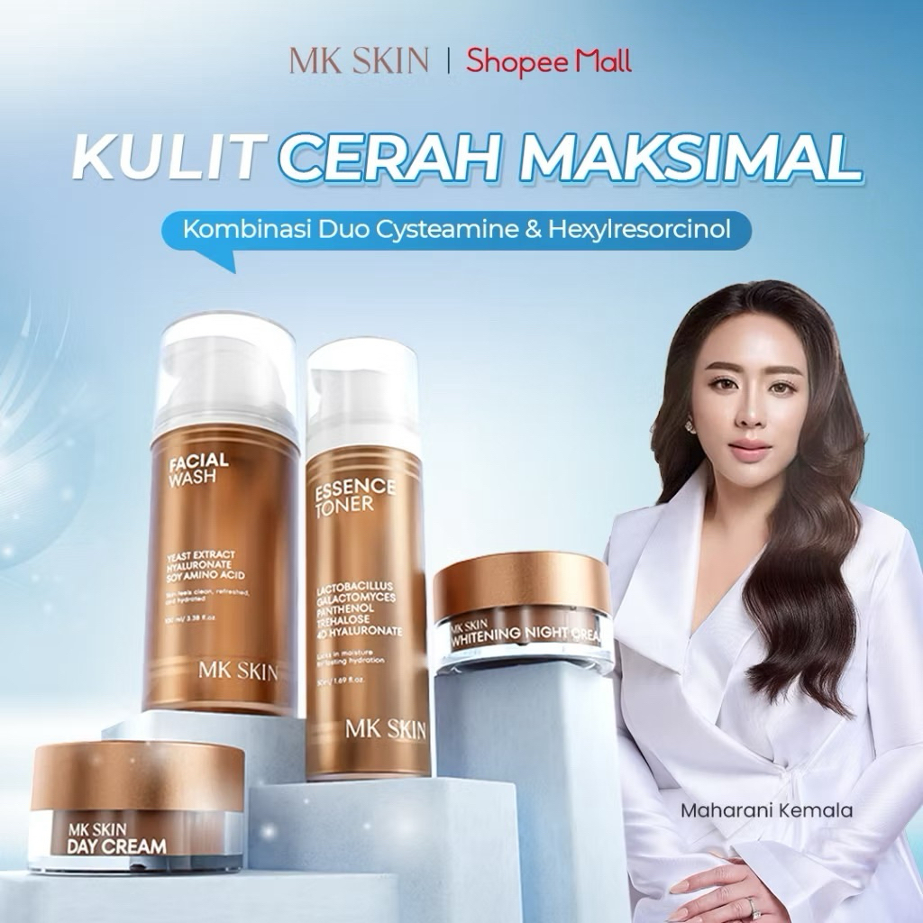 MK SKIN -  Paket Wajah Whitening - Kombinasi Cysteamine & Hexylresorcinol untuk Mencerahkan Kulit & 