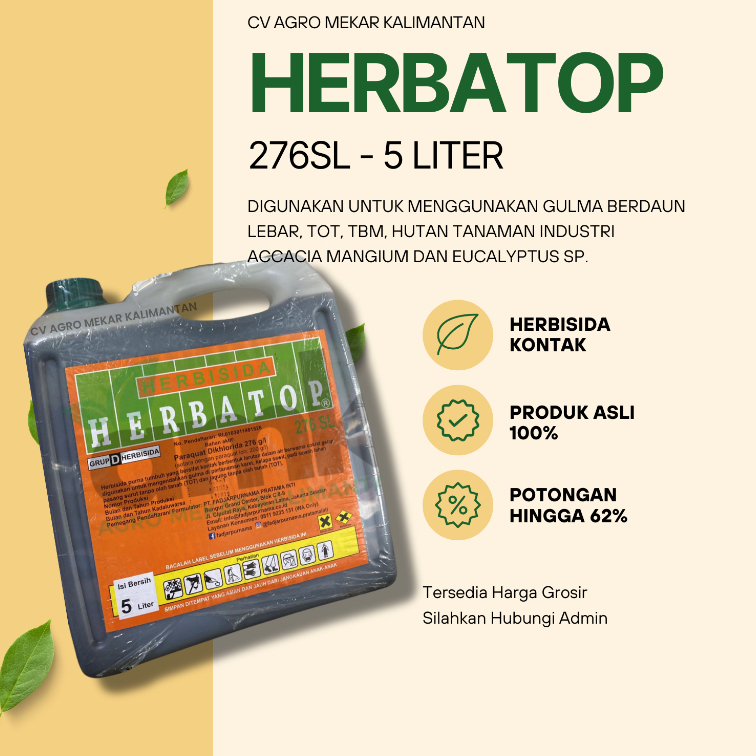 Herbatop 5 LITER Herbisida Kontak Purna Tumbuh PENGENDALI GULMA TERLARIS - Agro Mekar Kalimantan
