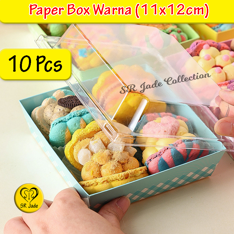 [10 Pcs] Paper Box Warna 11X12 Cm Kotak Burger Box Sandwich Roti Salad Kotak Milk Bun Kue Brownies