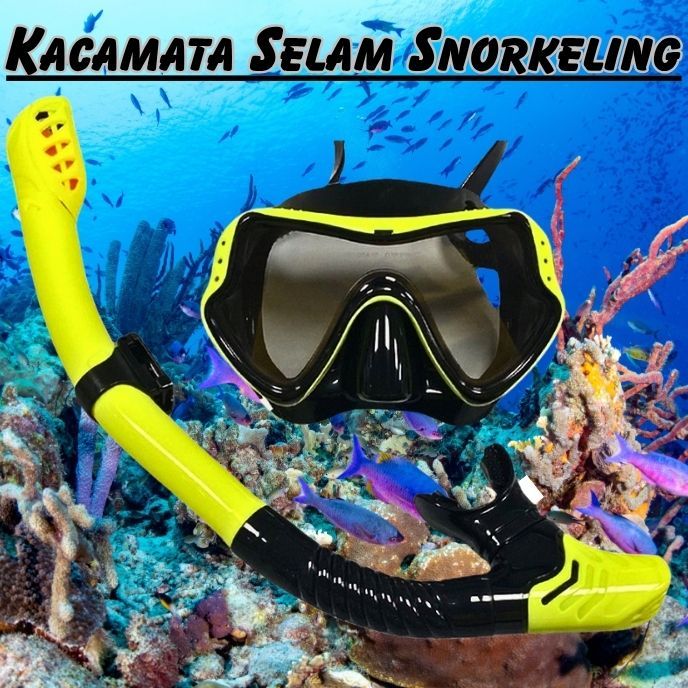 BERGARANSI Kacamata Renang dan Snorkel Selam Set Kacamata Selam Anti-kabut Kaca Tempered Snorkeling