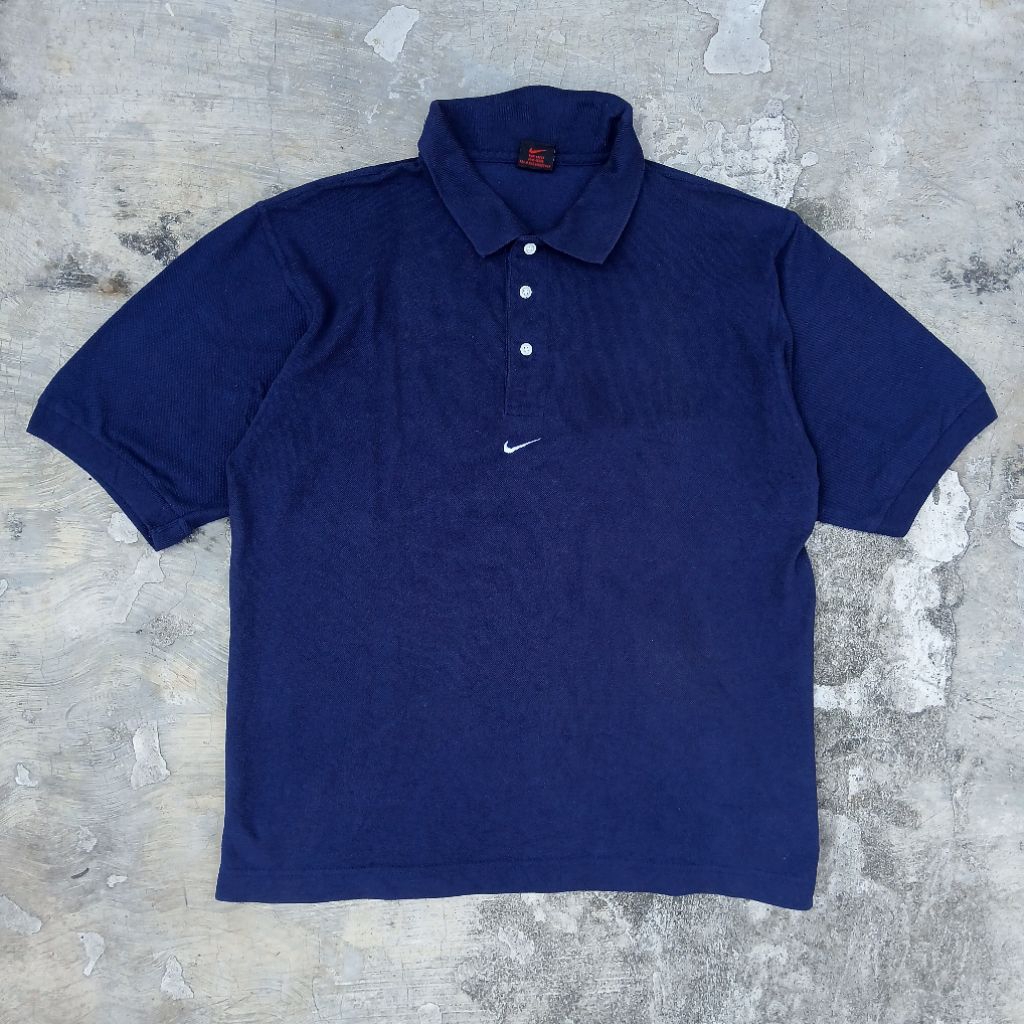 vintage nike centre logo kaos kerah rugby polo