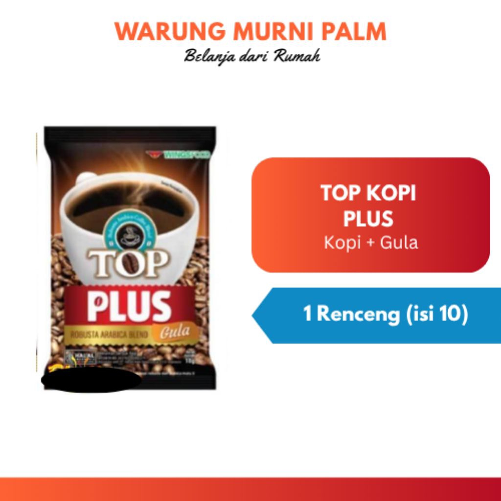 

(1 renceng) KOPI TOP PLUS KOPI + GULA ISI 10