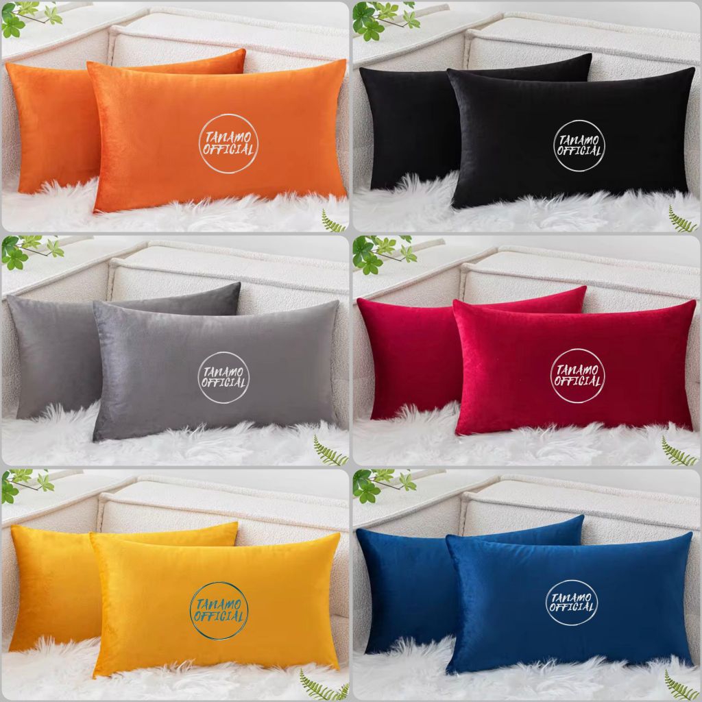Sarung bantal sofa polos bahan suede premium ukuran 30x50 40x60 50x70 bisa request ukuran dan terima