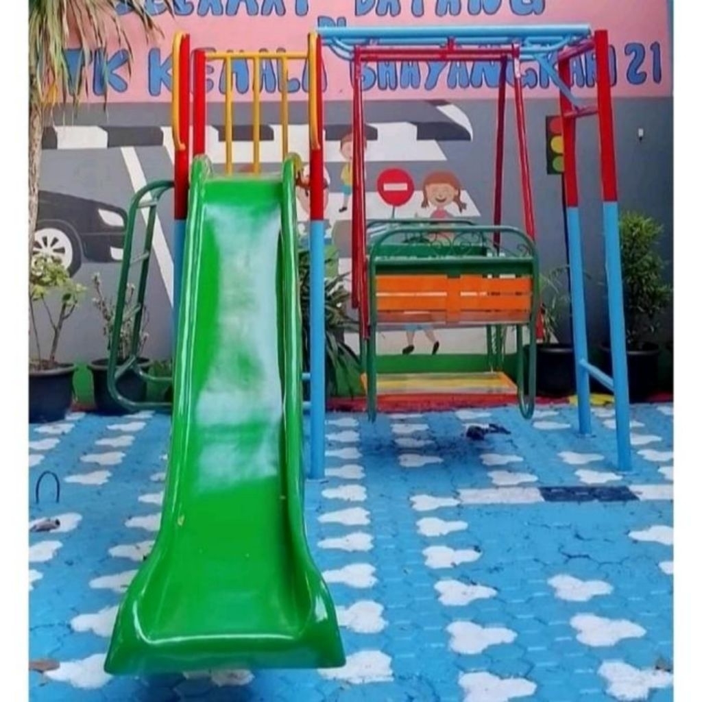 Mainan Set Ayunan Perosotan Anak Tk Besi Model 1