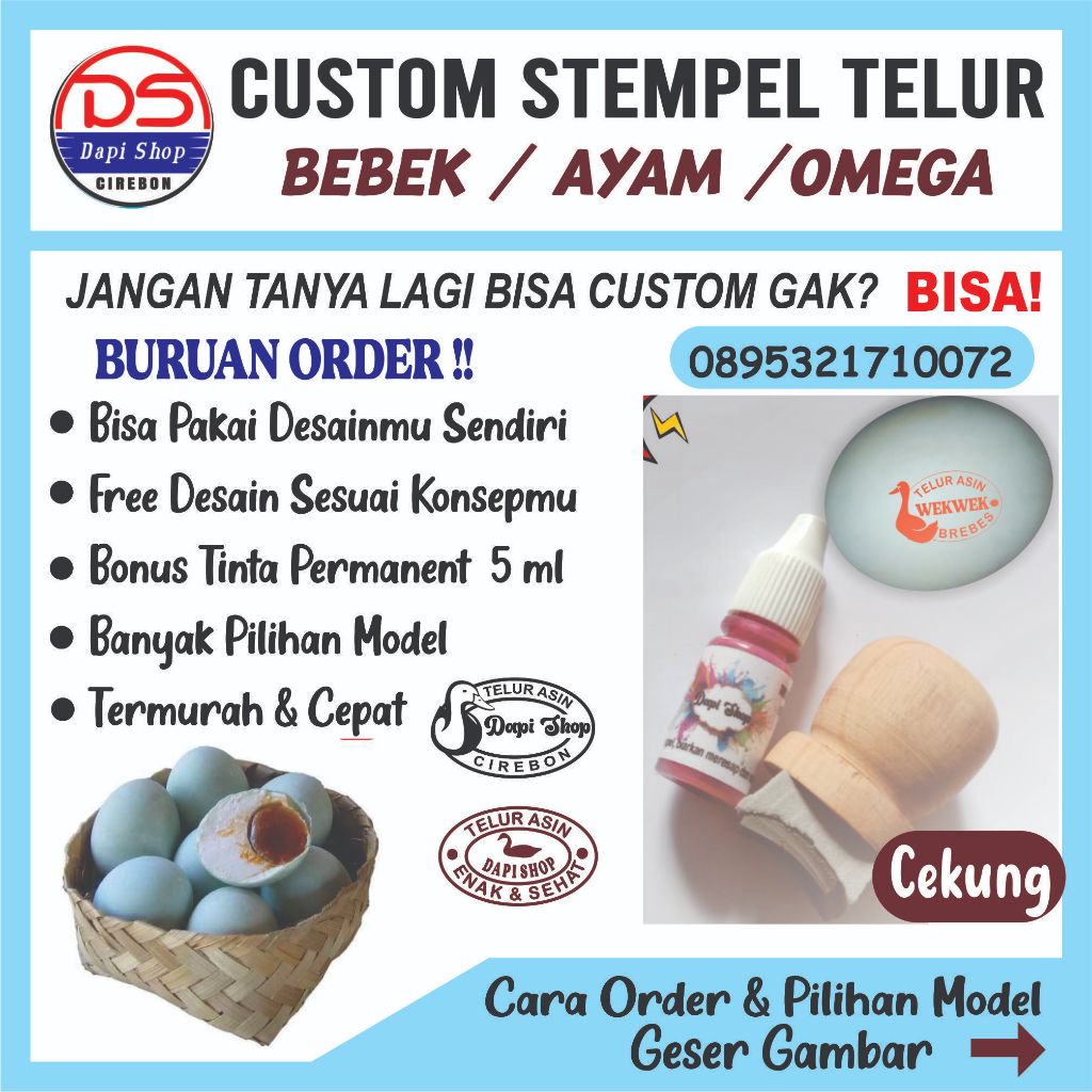 

FREE CUSTOM STEMPEL TELOR ASIN CEKUNG SEMI OTOMATIS GAGANG KAYU FREE REFILL 5 ML SIZE KECIL