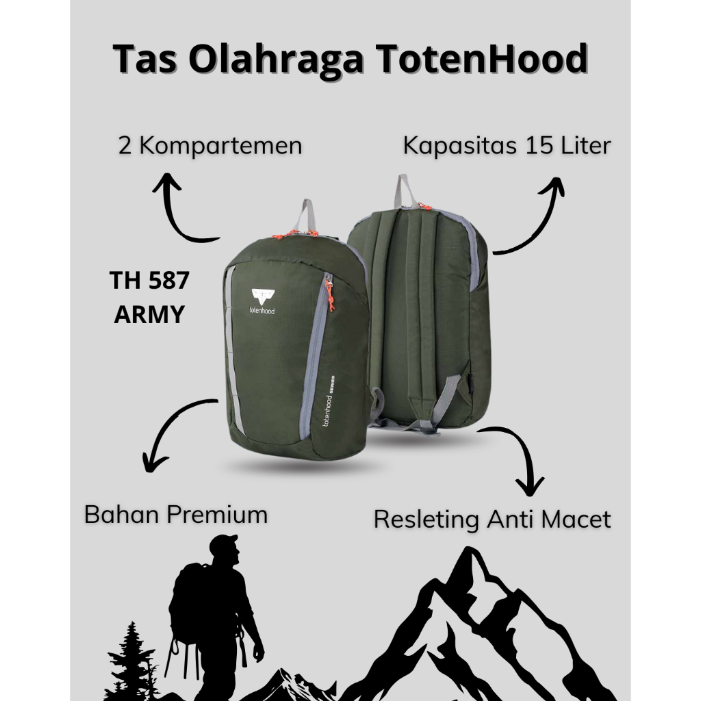 Tas Backpack Olahraga Tas Punggung Olahraga Pria & Wanita Kapasitas 15 Liter