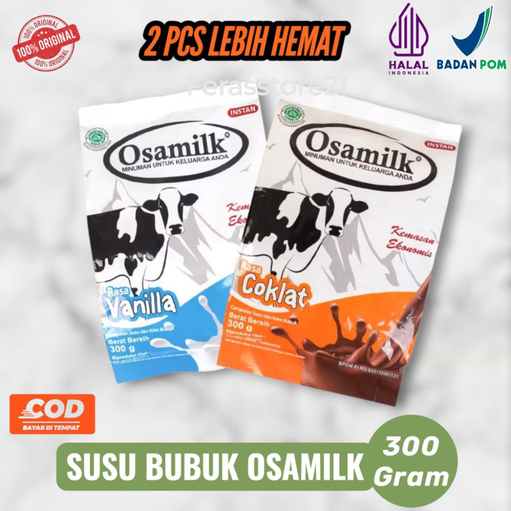 

Osamilk 2 Pcs 300 Gram Lebih Murah | Susu Penggemuk Badan| Susu Sehat | Susu Rasa Es Krim