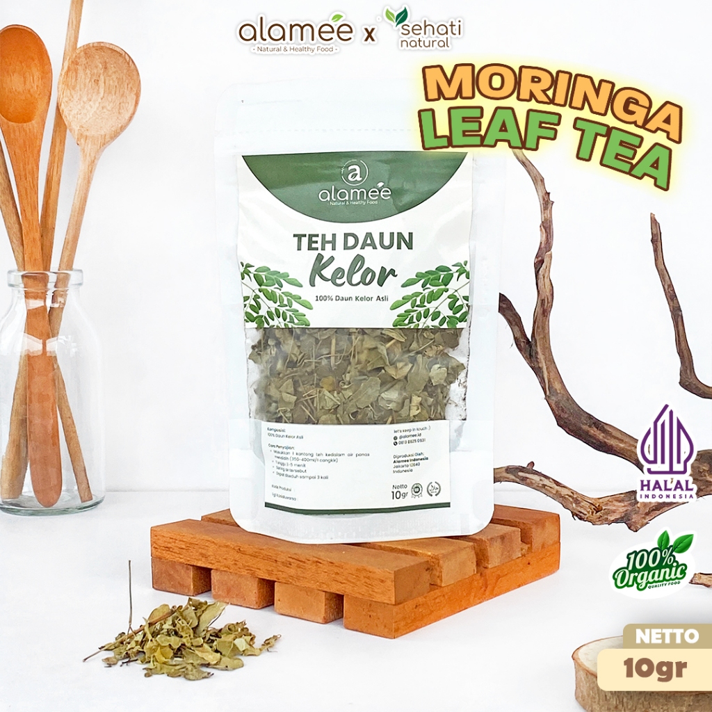 

ALAMEE Teh Daun Kelor Herbal Alami Moringa Tea Flower Asli Kering Organik Siap Seduh Minum 10gr
