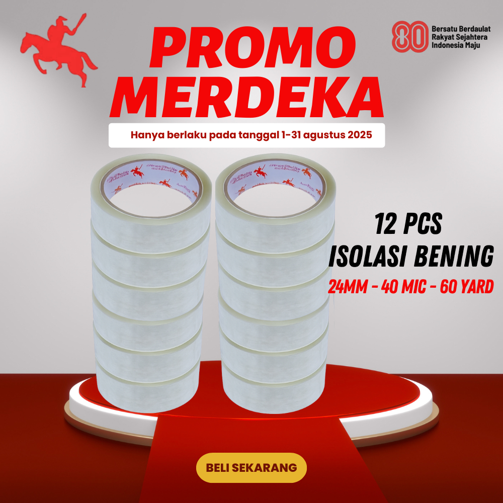 

PAKET HEMAT 12 PCS Lakban OPP Tape / Isolasi Bening 24 mm x 60 YARD