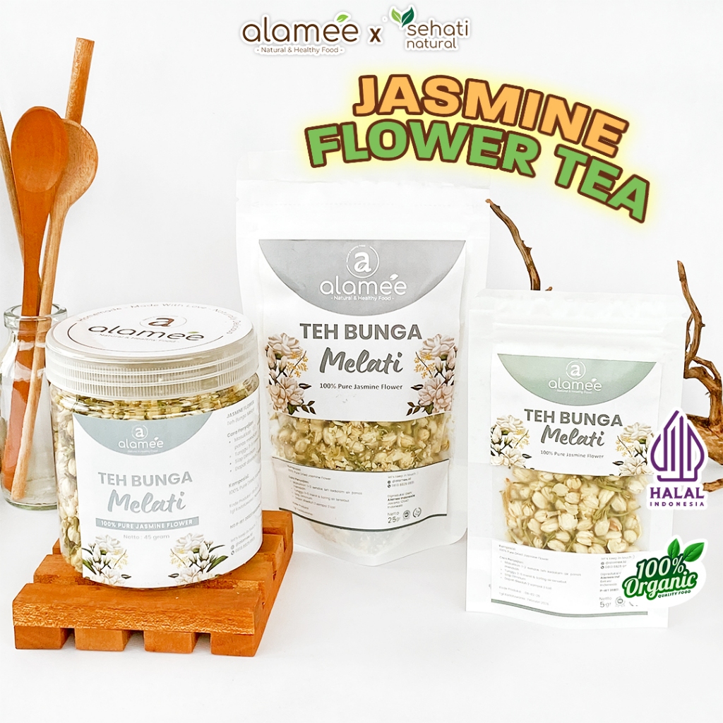 

ALAMEE Teh Bunga Jasmine Tea Flower Melati Organik Jasmin Herbal Asli Kering Sehat Alami 25 Gr