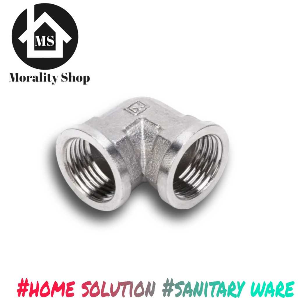 spare part konektor pipa kran air 1/2 fitting shower knie elbow L drat dalam stainless 3/4 inch E13