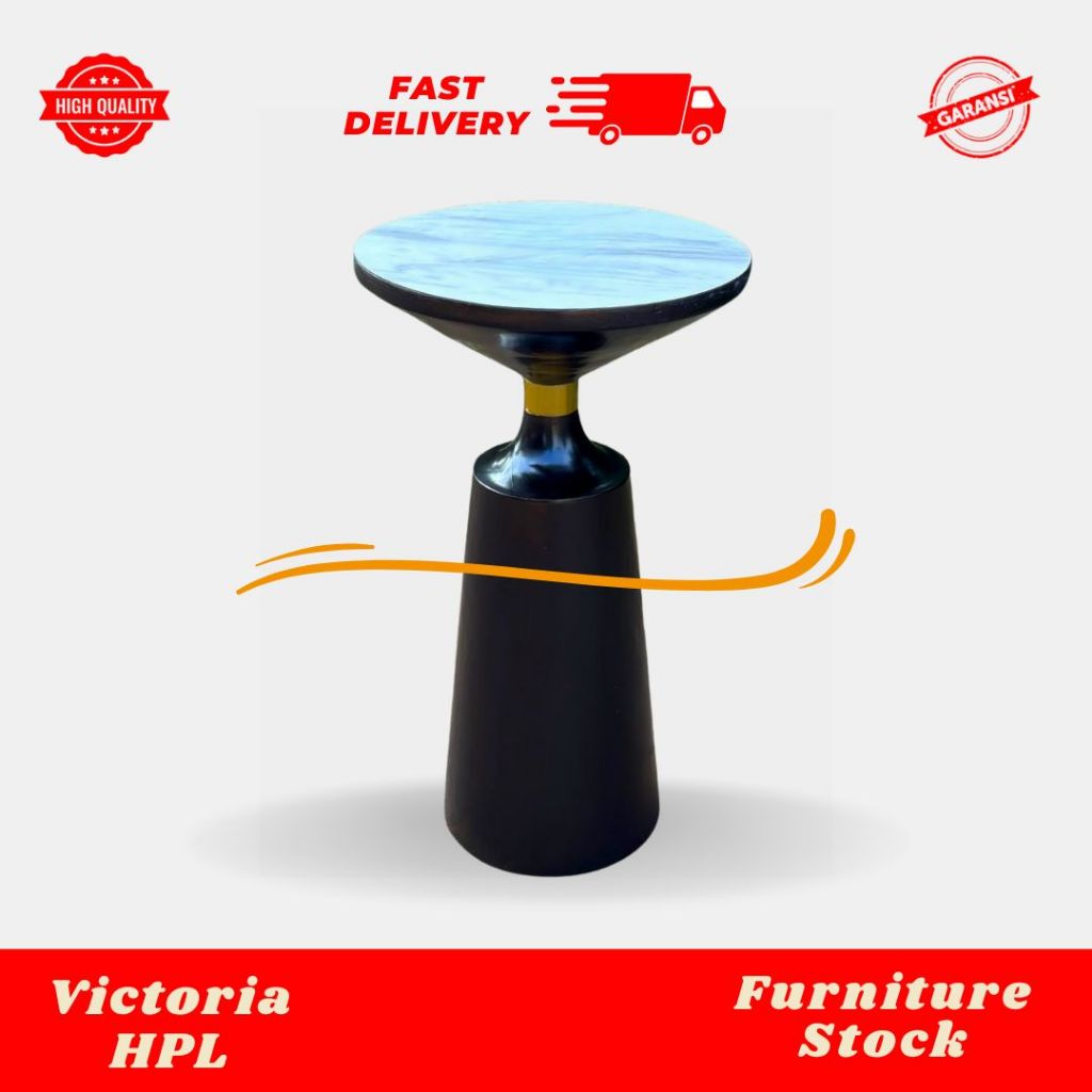 TOP HPL | Ring Side Table | Black Duco Top HPL Marmer | Meja Sofa Cincin Emas | Victoria HPL