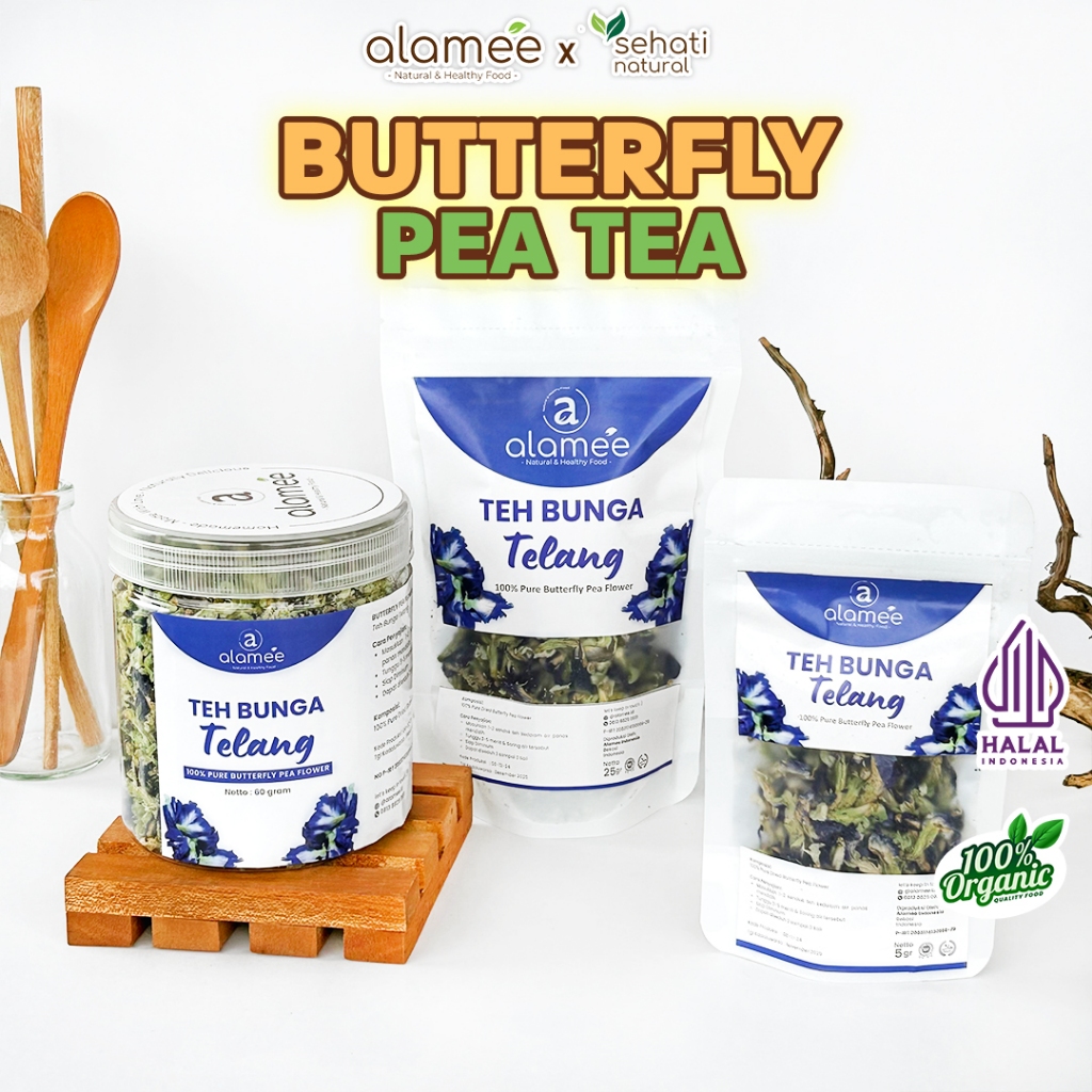 

Teh Bunga Telang Kering Butterfly Pea Tea Herbal OrganikSehat Alami Asli Organic 25 Gr