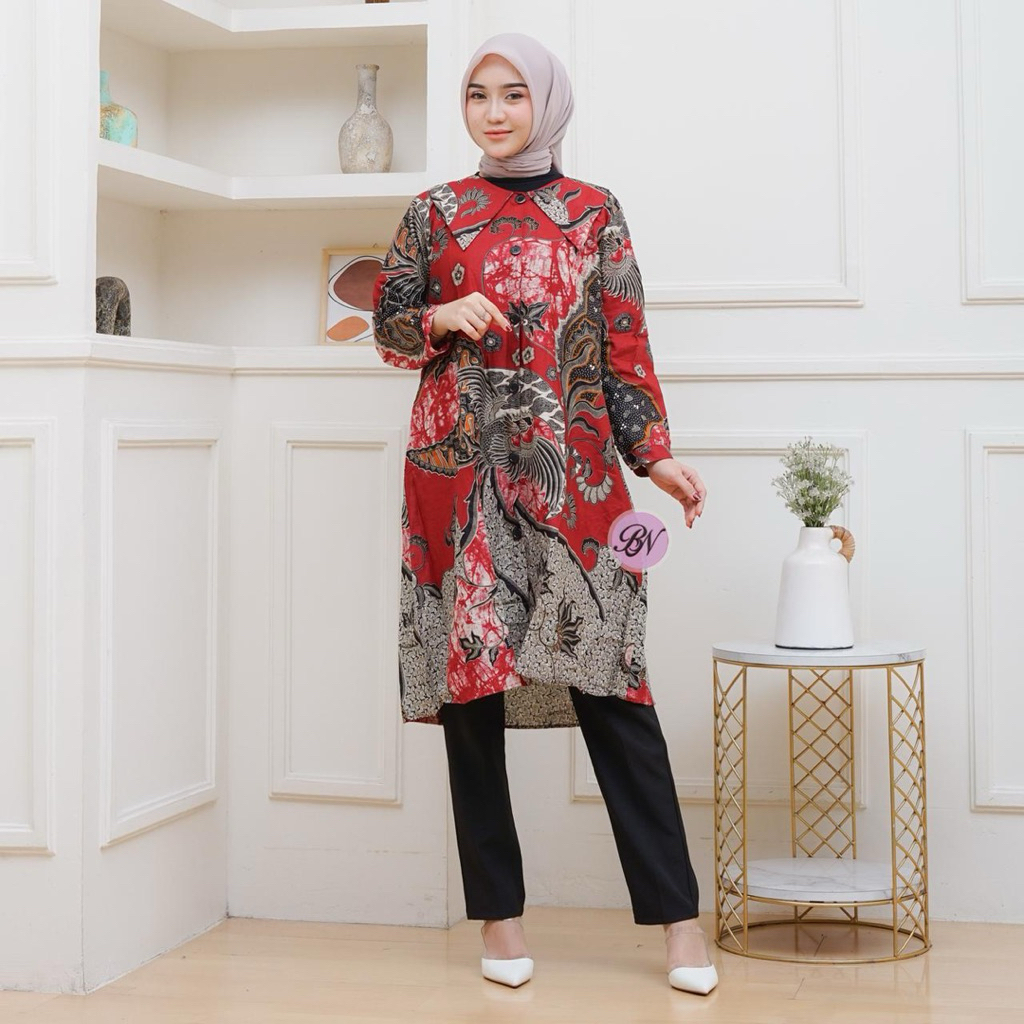 Tunik batik wanita model terkini bahan katun