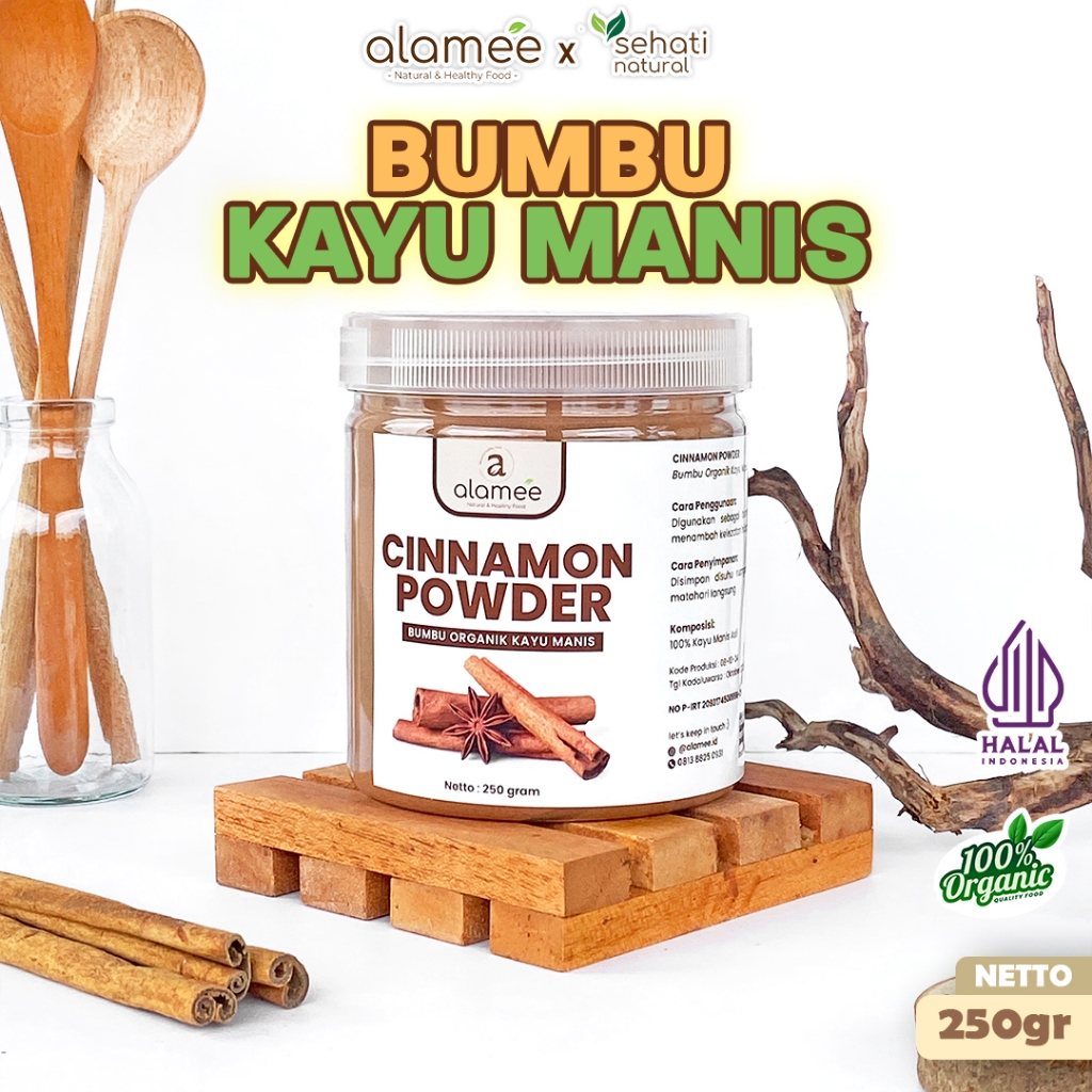 

ALAMEE Kayu Manis Bubuk Cinnamon Seasoning Powder kayumanis Murni Tanpa Campuran Bumbu Organik 250g