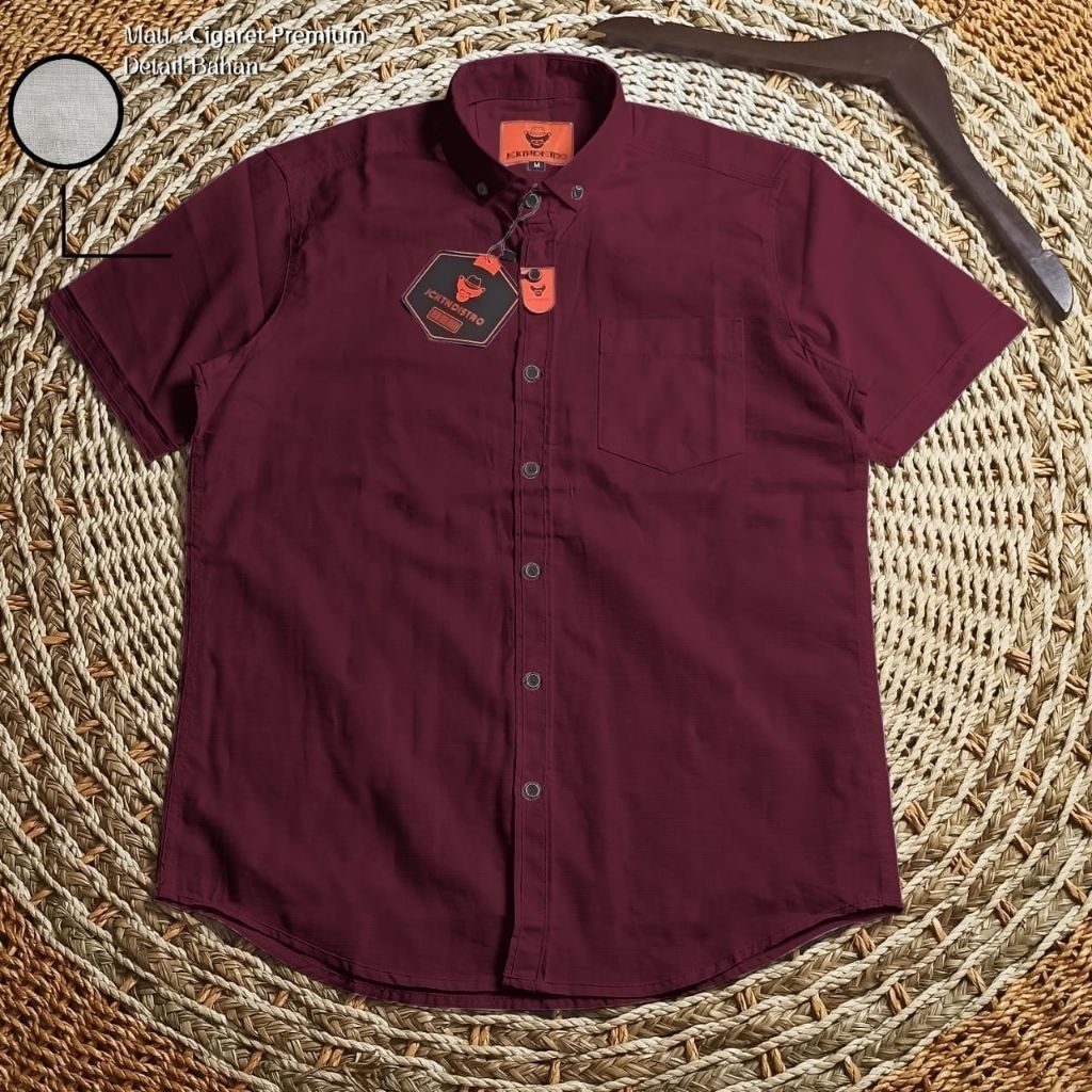 Kemeja Cowok Pendek Polos Import Premium AS "BIRU (JT NOV 0029), UNGU (JT JUN 2502)" Cek