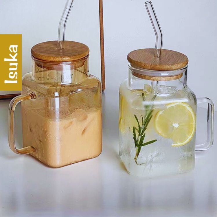 Gelas Kaca Kopi Susu Teh Matcha Unik Sedotan Kaca Water Glass Gelas Aesthetic Korea Tea Cup Tumbler 