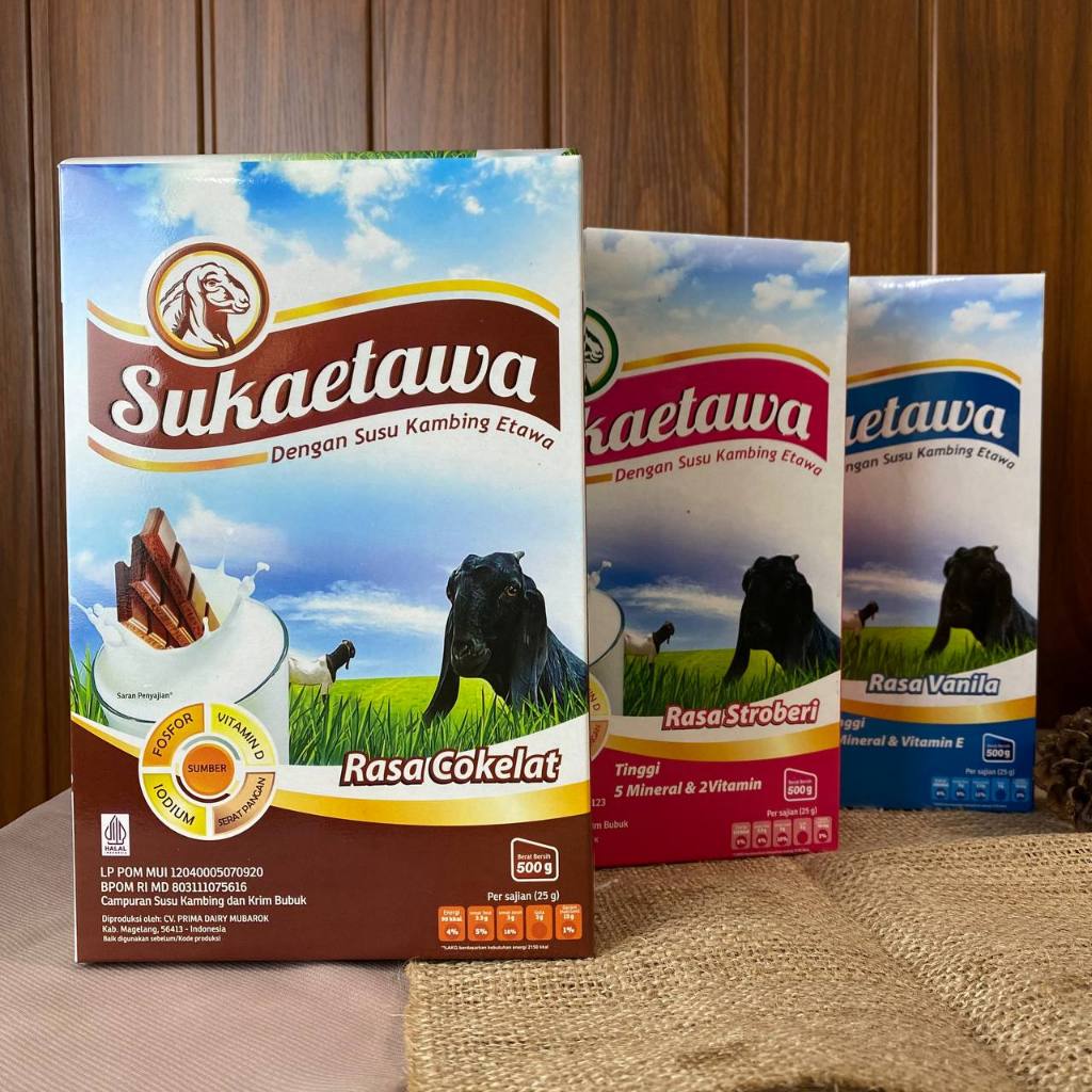

Suka Etawa Sukaetawa Susu Kambing Etawa Bubuk 500gr Vanila Cokelat Stroberi Tinggi Mineral Vitamin