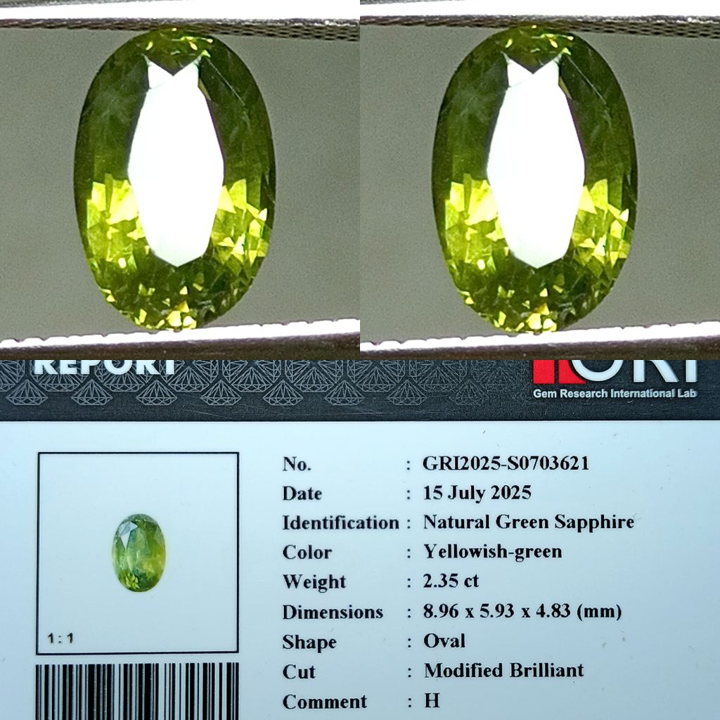 NATURAL GREEN SAPPHIRE GRI LAB