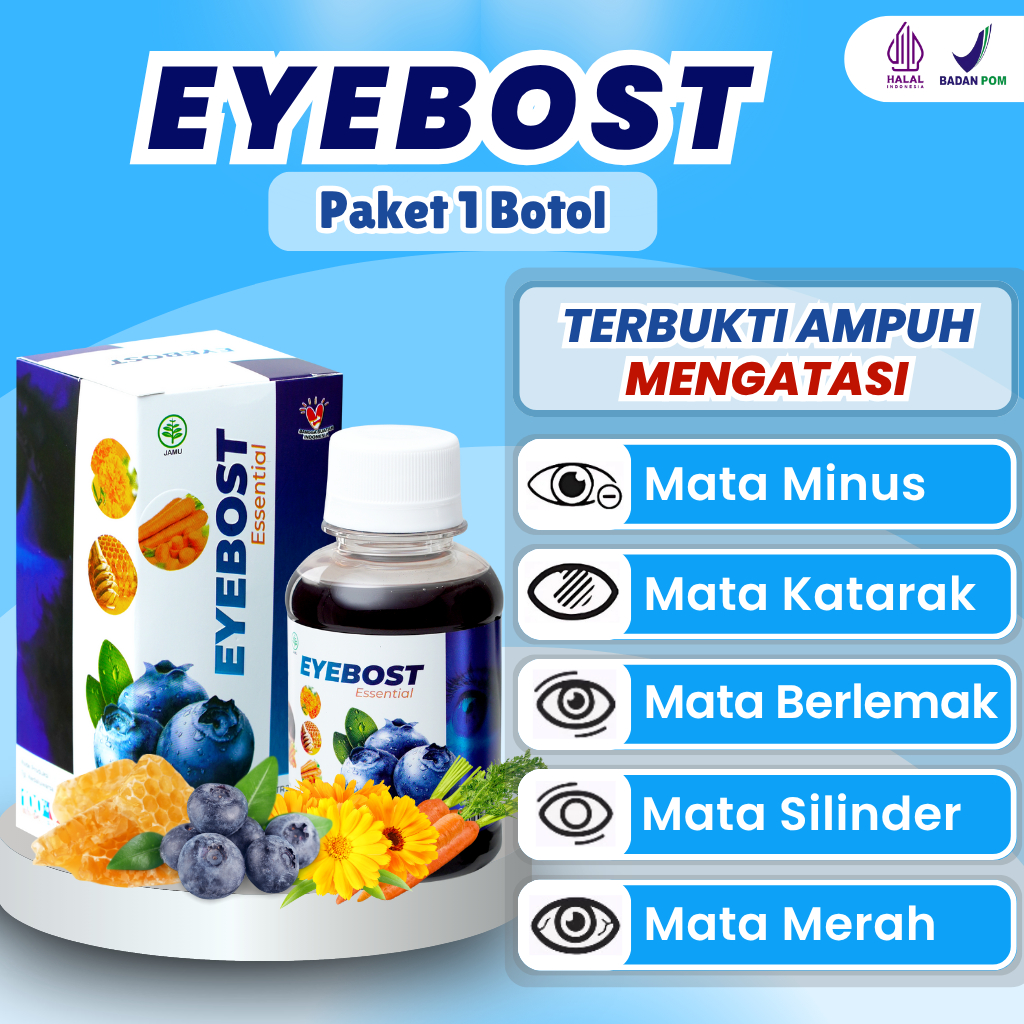EYEBOST Vitamin Mata Original Obat Mata Minus Berlemak Rabun Katarak Paling Ampuh Madu Bilberry Asli
