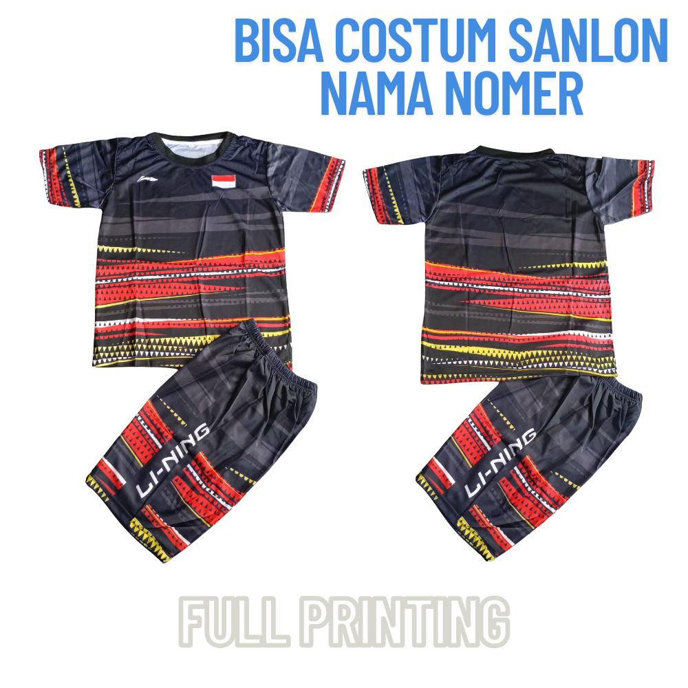 COD/ setelan baju olahraga bulutangkis anak laki laki/ baju voli anak bisa sablon nama nomer
