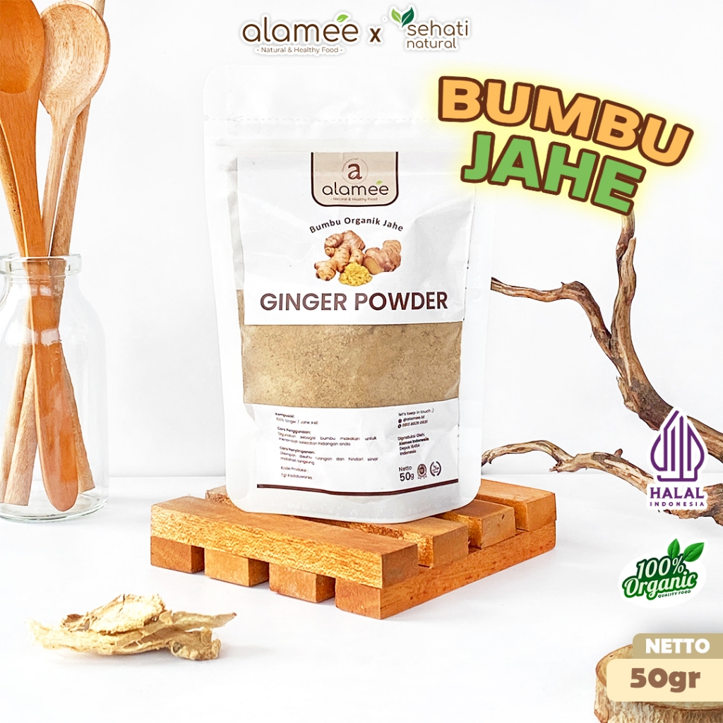 

ALAMEE Ginger Seasoning Powder Jahe Putih Bubuk Minuman Herbal Bumbu Masakan Dapur Instan 50g