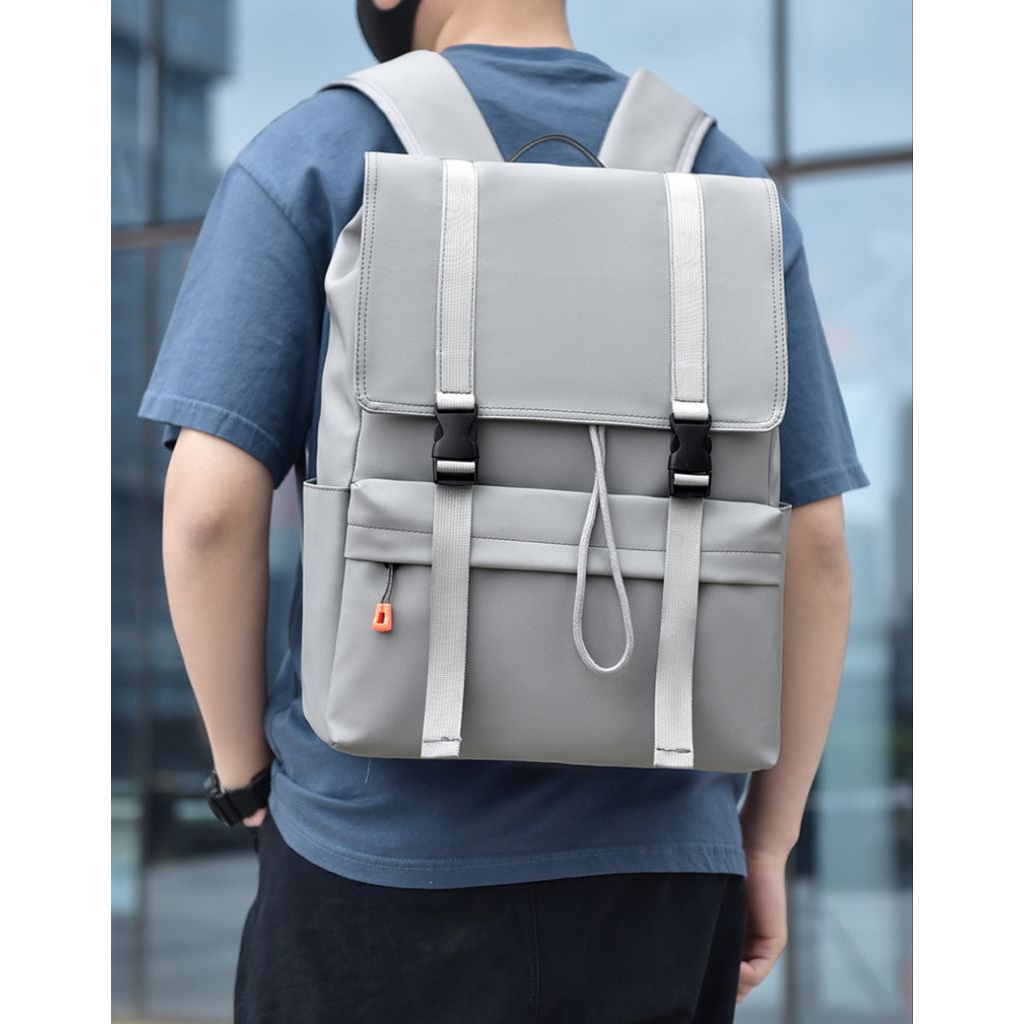 Tas Ransel Pria Wanita Kapasitas Besar Tas Sekolah Kuliah Kerja Model Baru Serut Gesper - AB606