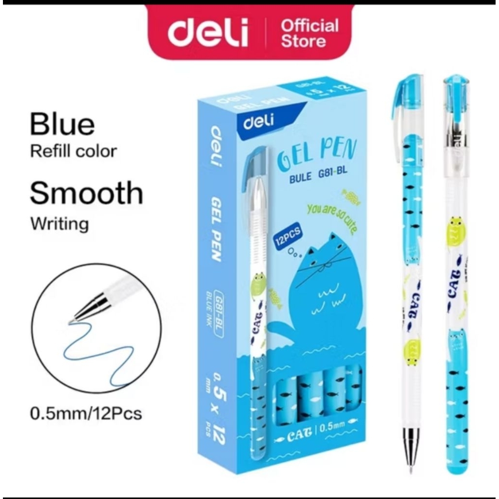 

Pen biru gel 0,5 mm kucing