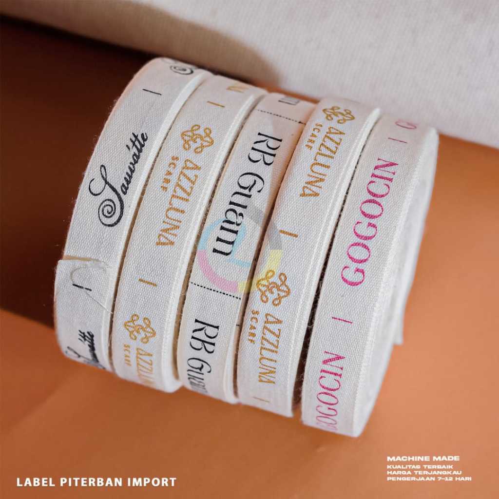 

15 meter label katun label piterban import label pakaian label kaos label tweltape label Irmbut label