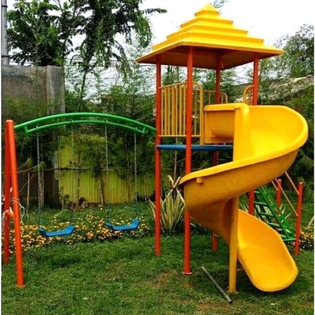Ayunan Set Perosotan Playground Anak Tk Besi Model 6