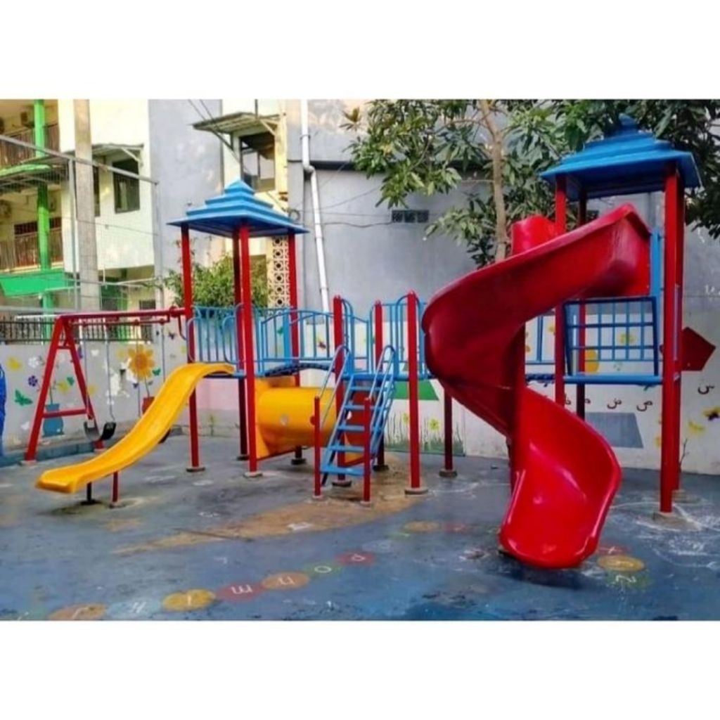 Ayunan Set Perosotan Playground Anak Tk Besi Model 10