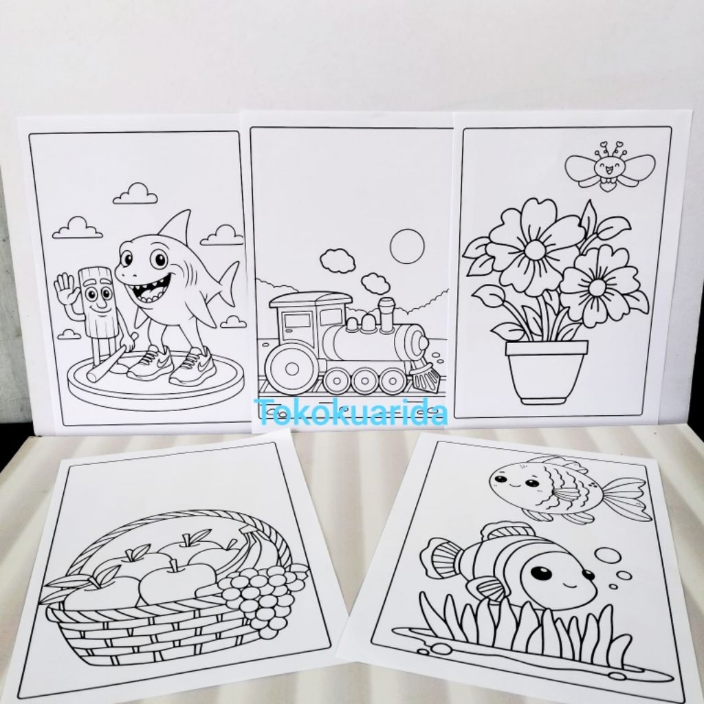 

Kertas Mewarnai Anak/Coloring/ Sketsa Ukuran A5 - 1 pack (10 pcs) Tema Anomali,Hewan,Bunga,Buah, Kendaraan