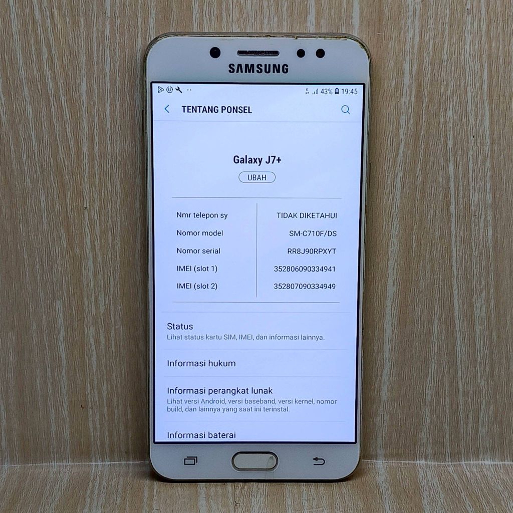 Samsung J7 Plus LTE 4/32 Dual Sim Eks Sein Second Minus Tombol Volume Down Copot